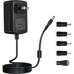 Security-01 DC 24V 1.5A Power Supply Adapter,24V 1500mA 1000mA 500mA Converter Transformer Switching Power Supply for Diffuser Humidifier,LED Strip Light,Massage Gun,5 Tips,6.6FT,UL Listed