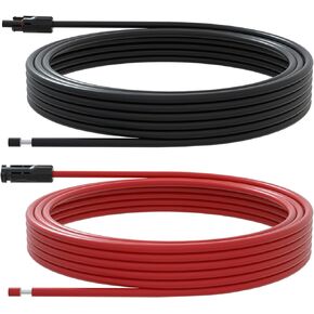 ECO-WORTHY 10FT 10AWG Solar Extension Cable with Female and Male Connector Solar Panel Wire Adaptor for Home, Ship and RV Solar Panels (10FT Red + 10FT Black)
