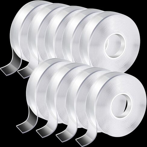 Fainne 9 Rolls Total 90ft Nano Tape Clear شريط لاصق مزدوج الجوانب للتثبيت شديد التحمل 1.18 بوصة × 10 قدم لكل شريط ملصق لاصق شفاف مزدوج الجوانب وقابل للإزالة لملصق السجاد المعلق المنزلي in Saudi Arabia