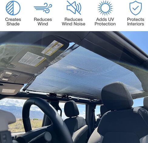 مظلة شمسية مناسبة لسيارة Bronco 2021 2022 ذات 4 أبواب، شبكة علوية لتظليل الشمس لسيارة Ford Bronco، شبكة Sunsahde عالية التحمل (أسود) in Kuwait