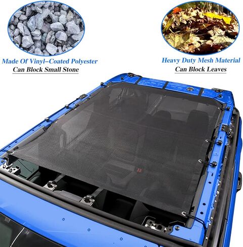 مظلة شمسية مناسبة لسيارة Bronco 2021 2022 ذات 4 أبواب، شبكة علوية لتظليل الشمس لسيارة Ford Bronco، شبكة Sunsahde عالية التحمل (أسود) in Kuwait