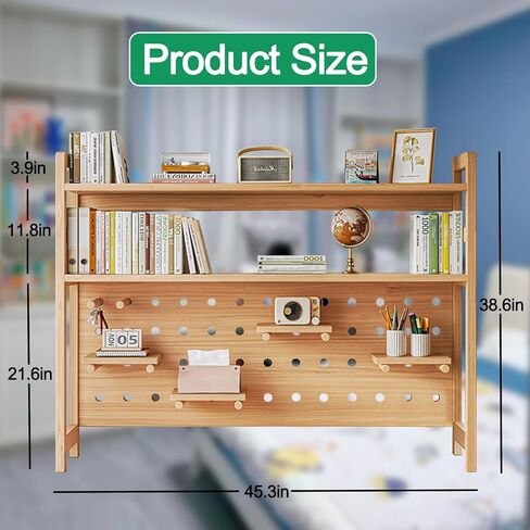 رف كتب لسطح المكتب مكون من طبقتين للكمبيوتر متعدد الأغراض من الخشب الصلب ورف لسطح المكتب وخزانة كتب لسطح المكتب ومنظم اللوازم المكتبية وديكور المنزل in Kuwait