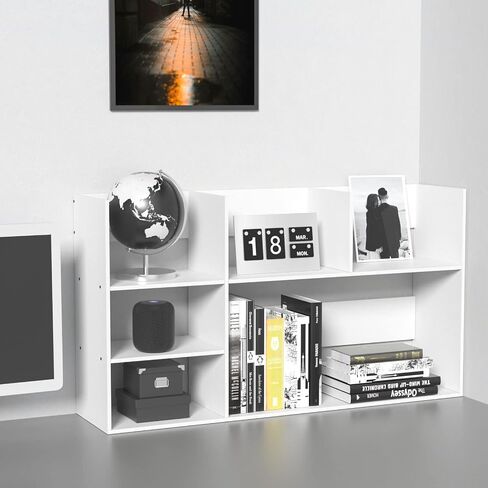 Desktop Organizer Storage Shelf for Office Supplies and Home, DIY Wood Desktop Bookshelf, The Best Companion for Office Desk, White in Kuwait