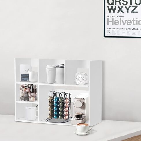 Desktop Organizer Storage Shelf for Office Supplies and Home, DIY Wood Desktop Bookshelf, The Best Companion for Office Desk, White in Kuwait