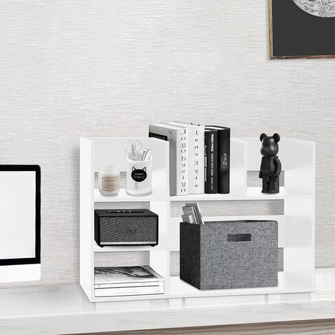 Desktop Organizer Storage Shelf for Office Supplies and Home, DIY Wood Desktop Bookshelf, The Best Companion for Office Desk, White in Kuwait