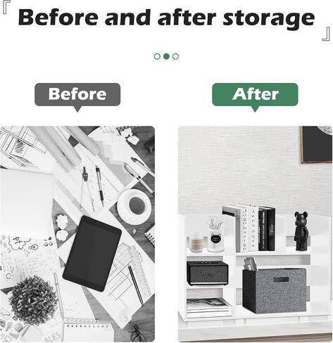 Desktop Organizer Storage Shelf for Office Supplies and Home, DIY Wood Desktop Bookshelf, The Best Companion for Office Desk, White in Kuwait