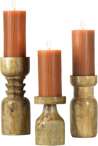 حامل شموع على شكل عمود من الخشب الرئيسي + ميسا، مجموعة مكونة من 3 قطع in Kuwait