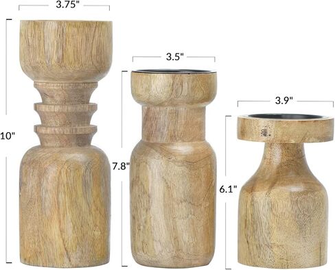 حامل شموع على شكل عمود من الخشب الرئيسي + ميسا، مجموعة مكونة من 3 قطع in Kuwait