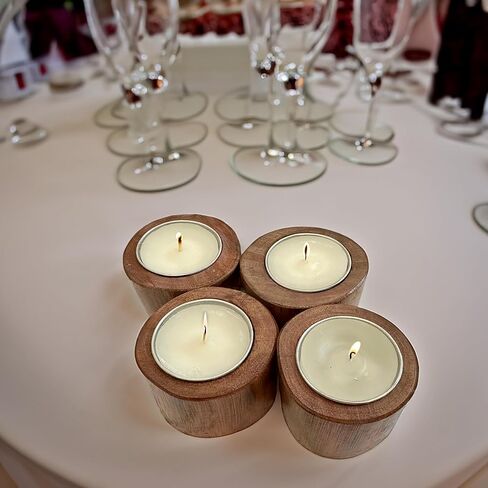 اليدوية ديوالي عيد الميلاد هدية الزفاف الديكور الانجراف الخشب مجموعة من 4 حوامل شموع مستديرة in Kuwait