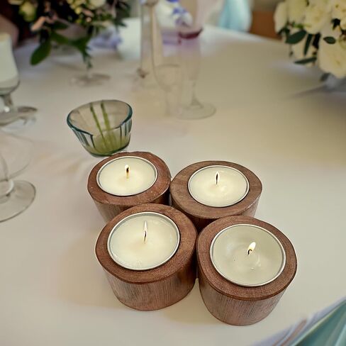 اليدوية ديوالي عيد الميلاد هدية الزفاف الديكور الانجراف الخشب مجموعة من 4 حوامل شموع مستديرة in Kuwait