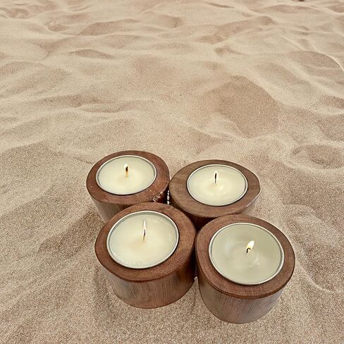 اليدوية ديوالي عيد الميلاد هدية الزفاف الديكور الانجراف الخشب مجموعة من 4 حوامل شموع مستديرة in Kuwait