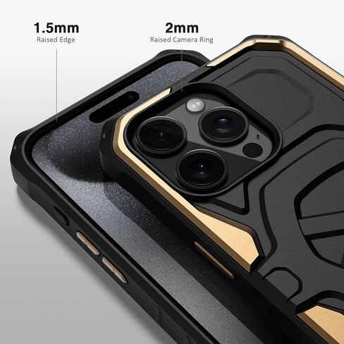 ULTIMAL Case Compatible with iPhone 15 pro max 6.7'', Military Shockproof Case with Sporty Metal Frame Design Compatible with Magsafe, Rugged Slim Cover for Men (Green/Black) in Kuwait