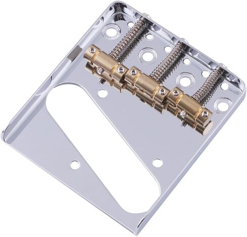 Guitar Bridge Tailpiece 3 Pcs Brass Saddles Bridge Top or Bottom Load Ashtray Style for Vintage Tele Telecaster Style Electric Guitar Parts Chrome. in Kuwait