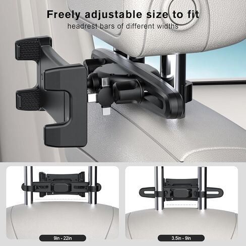 حامل الكمبيوتر اللوحي لمسند رأس السيارة، حامل iPad لشحن المقعد الخلفي قابل للسحب مع كابل شحن USB إلى 3 مقابس لجهاز iPad Pro Air Mini وGalaxy Tabs والهواتف المحمولة والأجهزة اللوحية الأخرى مقاس 4.7-12.9 بوصة in Kuwait