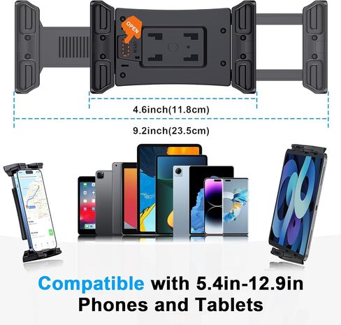 حامل الكمبيوتر اللوحي لمسند رأس السيارة، حامل iPad لشحن المقعد الخلفي قابل للسحب مع كابل شحن USB إلى 3 مقابس لجهاز iPad Pro Air Mini وGalaxy Tabs والهواتف المحمولة والأجهزة اللوحية الأخرى مقاس 4.7-12.9 بوصة in Kuwait