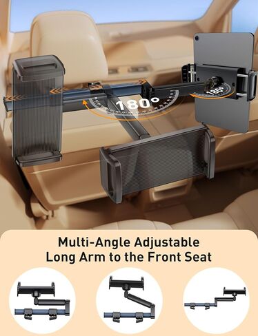 Tablet Holder Car Headrest Backseat Mount:[3 in 1 Long Arm ] Headrest Tablet Holder Fit iPad Car Mount Travel Accessory Car Tablet Holder Back Seat for Kids Adults Universal for All 4.7-12.9" Devices in Saudi Arabia