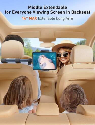 Tablet Holder Car Headrest Backseat Mount:[3 in 1 Long Arm ] Headrest Tablet Holder Fit iPad Car Mount Travel Accessory Car Tablet Holder Back Seat for Kids Adults Universal for All 4.7-12.9" Devices in Saudi Arabia