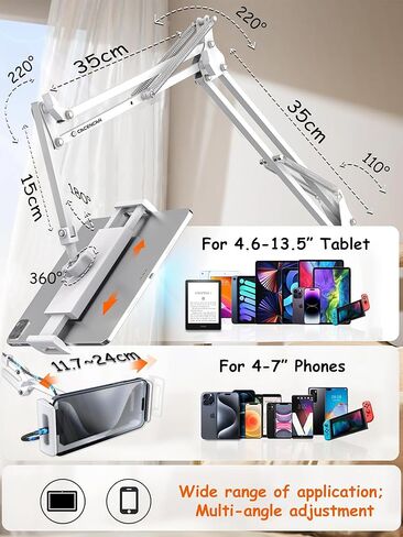 حامل الكمبيوتر اللوحي [فائق التحمل] حامل الهاتف حامل iPad للهاتف المكتبي وحامل الكمبيوتر اللوحي لهاتف iPhone Kindle وحامل الهاتف اللوحي وحامل الهاتف يناسب جهاز iPhone 15 Pro iPad Kindle 4-13 بوصة in Kuwait