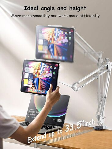 حامل الكمبيوتر اللوحي [فائق التحمل] حامل الهاتف حامل iPad للهاتف المكتبي وحامل الكمبيوتر اللوحي لهاتف iPhone Kindle وحامل الهاتف اللوحي وحامل الهاتف يناسب جهاز iPhone 15 Pro iPad Kindle 4-13 بوصة in Kuwait