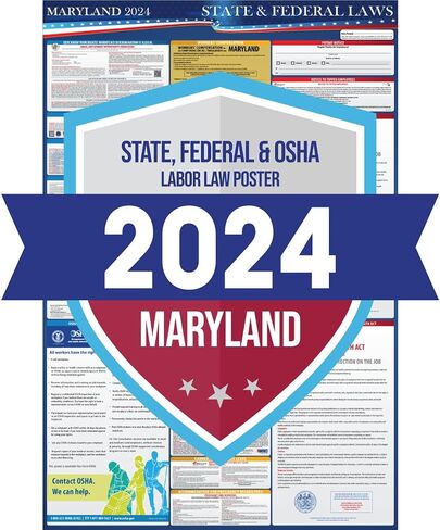 ملصق قوانين العمل الفيدرالية وولاية ماريلاند لعام 2024 - متوافق مع OSHA في مكان العمل يتضمن تحديثات FLSA FMLA وEEOC - نشر الامتثال المطلوب الكل في واحد مقاس 24 بوصة × 36 بوصة - مغلف (الإنجليزية) in Saudi Arabia