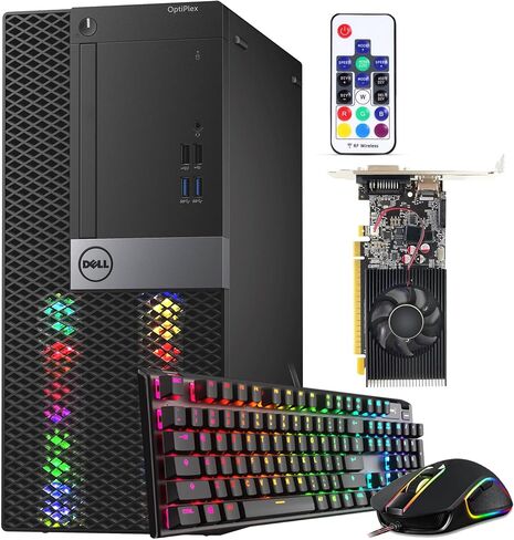 كمبيوتر Dell RGB Gaming Tower - Intel Core i7 الجيل السادس، NVIDIA GTX 1050 Ti 4GB GDDR5، 16GB DDR4 Ram، 512GB SSD، كمبيوتر مكتبي للألعاب مدمج مسبقًا مع مجموعة WiFi وRGB مدمجة، Windows 10 Pro (متجدد) in Saudi Arabia