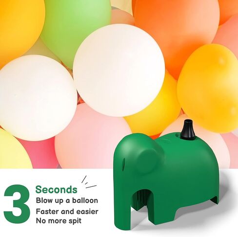 منفاخ بالون كهربائي على شكل فيل من ليكي، منفاخ هواء محمول مع قوس بالون وأدوات إكليل لتزيين الحفلات (أخضر بحري) in Kuwait