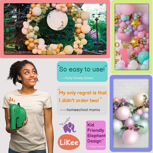 منفاخ بالون كهربائي على شكل فيل من ليكي، منفاخ هواء محمول مع قوس بالون وأدوات إكليل لتزيين الحفلات (أخضر بحري) in Kuwait