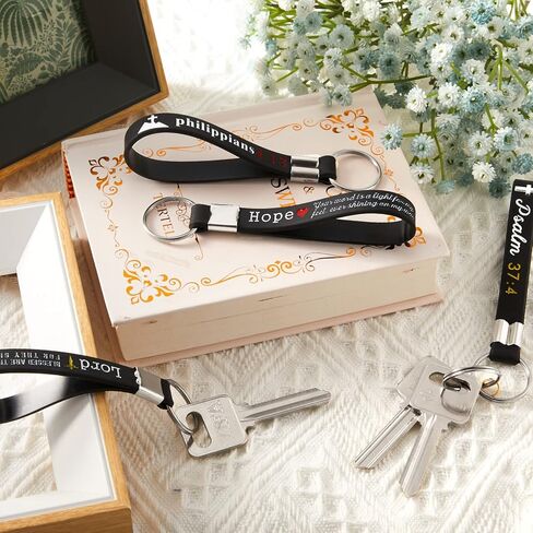 Lewtemi 24 Pcs Christian Bible Keychains Bulk with Scripture and Inspirational Verses Rubber Wristbands Bracelets for Gifts in Kuwait