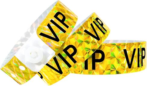 أساور معصم بلاستيكية ثلاثية الأبعاد VIP باللون الفضي - عبوة من 100 سوار معصم من الفينيل لحفلات المناسبات in Saudi Arabia