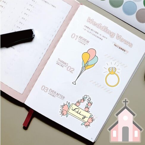 Transparent Waterproof Stickers for Wedding Planning Stickers,Wedding Planning Stickers-4 Sheets 230 Illustrationsand Phrases Per Pack,Used for Bridal Shower Engagement Marriage Anniversary in Saudi Arabia