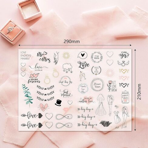 Transparent Waterproof Stickers for Wedding Planning Stickers,Wedding Planning Stickers-4 Sheets 230 Illustrationsand Phrases Per Pack,Used for Bridal Shower Engagement Marriage Anniversary in Saudi Arabia