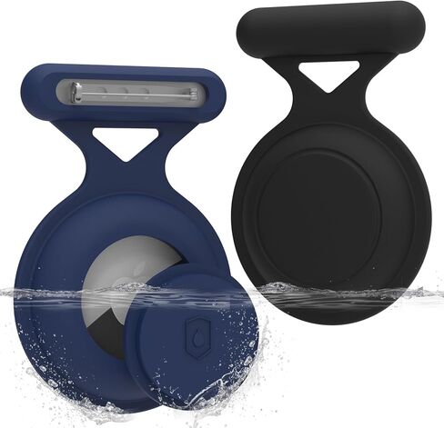 حامل بطاقة هوائية مقاوم للماء للأطفال (عبوة من قطعتين)، حافظة بطاقة هوائية مخفية مع دبوس، غطاء كامل لمتتبع نظام تحديد المواقع العالمي (GPS) متوافق مع Apple Airtag للأطفال الصغار والأطفال وكبار السن والملابس وحقيبة الظهر (أسود/أزرق) in Kuwait