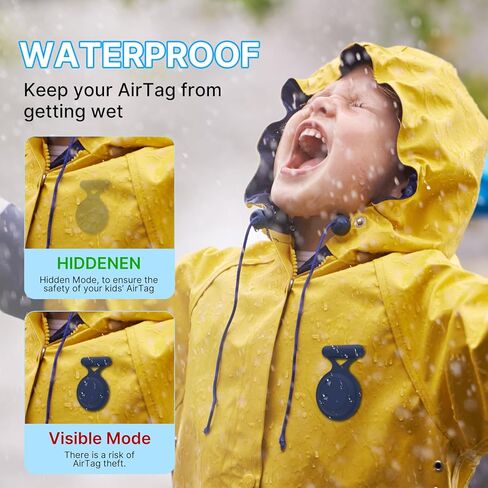 حامل بطاقة هوائية مقاوم للماء للأطفال (عبوة من قطعتين)، حافظة بطاقة هوائية مخفية مع دبوس، غطاء كامل لمتتبع نظام تحديد المواقع العالمي (GPS) متوافق مع Apple Airtag للأطفال الصغار والأطفال وكبار السن والملابس وحقيبة الظهر (أسود/أزرق) in Kuwait