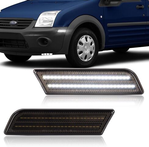 Gempro LED مصابيح العلامات الجانبية لـ 2010-2013 Ford Transit Connect الخلفي الأحمر المصد الخلفي مصابيح عاكسة Len المدخن، 2 قطعة in Kuwait