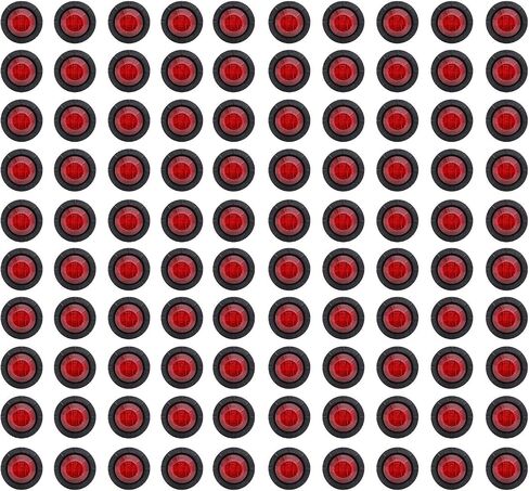 TMH 100 Pcs 3/4 Inch Round 3 LED Side Marker Indicator Lights 12V DC (Red (100 PCS)) in Saudi Arabia