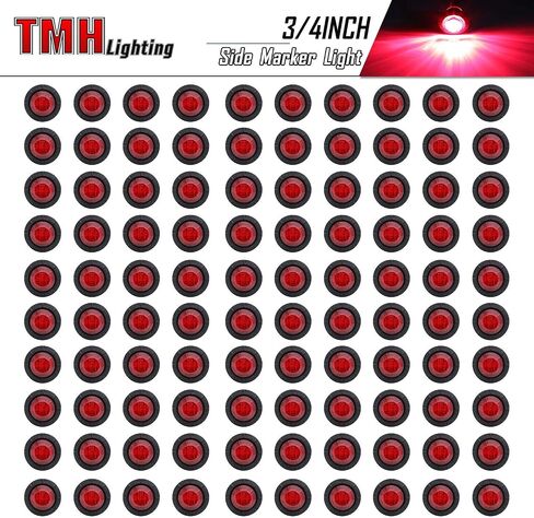TMH 100 Pcs 3/4 Inch Round 3 LED Side Marker Indicator Lights 12V DC (Red (100 PCS)) in Saudi Arabia