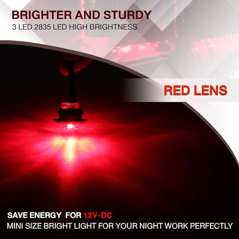 TMH 100 Pcs 3/4 Inch Round 3 LED Side Marker Indicator Lights 12V DC (Red (100 PCS)) in Saudi Arabia