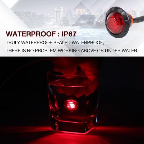 TMH 100 Pcs 3/4 Inch Round 3 LED Side Marker Indicator Lights 12V DC (Red (100 PCS)) in Saudi Arabia