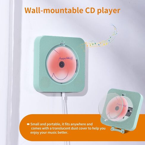 مشغل أقراص مضغوطة Boombox مع مكبرات صوت، مشغل أقراص مضغوطة محمول مع بلوتوث لديكور المنزل، ديكور Kpop، قارئ USB [أخضر] in Kuwait