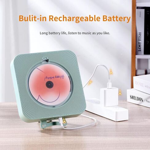 مشغل أقراص مضغوطة Boombox مع مكبرات صوت، مشغل أقراص مضغوطة محمول مع بلوتوث لديكور المنزل، ديكور Kpop، قارئ USB [أخضر] in Kuwait