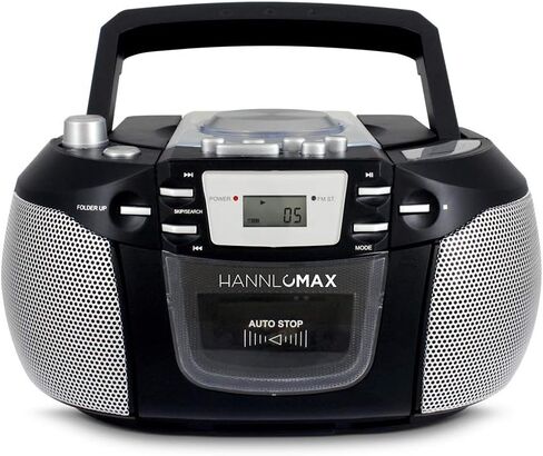 HANNLOMAX HX-301CD CD/MP3 Boombox، راديو AM/FM، مسجل كاسيت، تسجيلات من القرص المضغوط أو الراديو، مقبس سماعة الرأس، شاشة LCD، مصدر طاقة مزدوج AC/DC. in Saudi Arabia