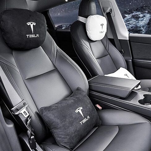 وسادة KIKIMO Tesla للطراز 3/Y/S/X، ملحقات طراز Tesla 3، ملحقات Tesla Model Y، وسادة رقبة السيارة الناعمة، وسادة مسند رأس السيارة المخصصة، وسادة الرقبة للسفر، أسود in Kuwait