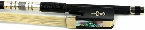 4/4 size Cello Bow Carbon Fiber stick Ebony frog Natural Bow Hair Nice pattern Inlay in Saudi Arabia