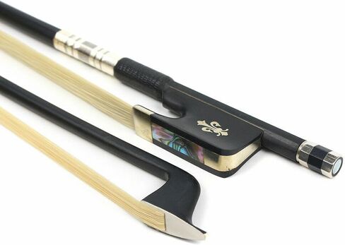 4/4 size Cello Bow Carbon Fiber stick Ebony frog Natural Bow Hair Nice pattern Inlay in Saudi Arabia