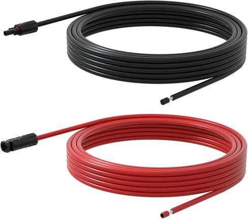 كابل تمديد شمسي 10FT 10AWG صديق للبيئة مع محول سلك لوحة شمسية موصل أنثى وذكر للمنزل والسفن والألواح الشمسية RV (10FT أحمر + 10FT أسود) in Kuwait