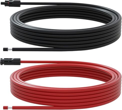 كابل تمديد شمسي 10FT 10AWG صديق للبيئة مع محول سلك لوحة شمسية موصل أنثى وذكر للمنزل والسفن والألواح الشمسية RV (10FT أحمر + 10FT أسود) in Kuwait