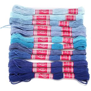 12Pcs Embroidery Thread,Cross Stitch Threads,Embroidery Floss Friendship Bracelets Floss Gradient Bright Color Polyester Line Sewing Skeins Cross Stitch Floss Yarn for Sewing (Blue)
