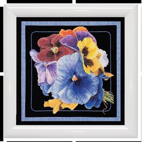 Thea Gouverneur - Cross Cross Stitch Kit - Pansies - Aida - 18 Count - مجموعة التطريز للبالغين - مؤشرات ترابط التطريز DMC وغيرها