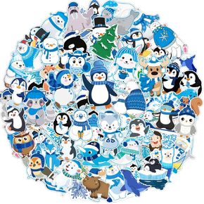 120 PCS شتاء ملصقات الحيوانات القطبية الشتوية - الدب ، الثعلب ، البطريق ، الثلج والمزيد - ندفة الثلج وحفلات تحت عنوان عيد الميلاد للأطفال