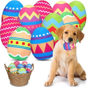 10 Pcs Easter Dog Toys Bulk Easter Egg Plush Dog Toy with Squeaker Easter Eggs Squeaky Toys for Dogs Cute Easter Toys for Large Medium Small Dogs Puppy Interactive Durable Dog Chew Toys